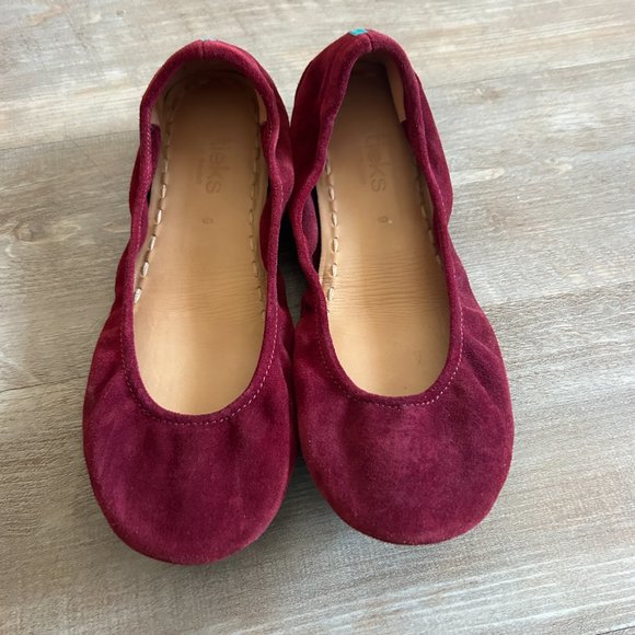 Tieks Rouge dark red suede ballet flats - Picture 2 of 8